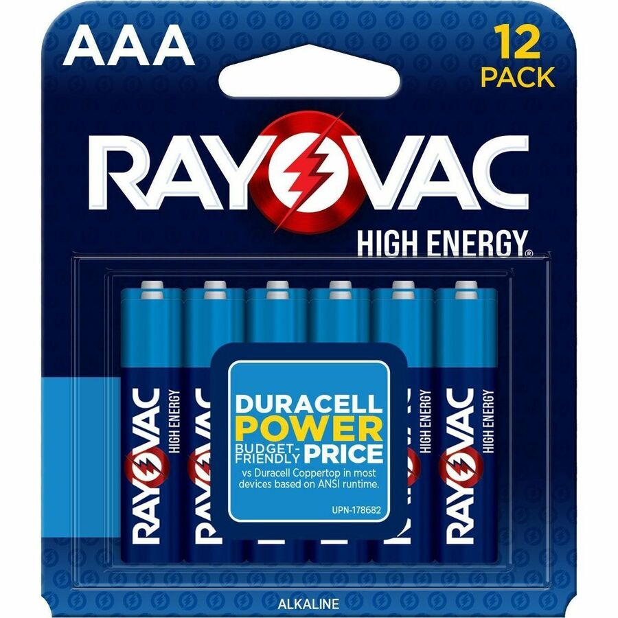 Rayovac High Energy Battery - For Flashlight, Toy, Mouse, Remote Control - AAA - 12 Year Shelf Life - 12 / Pack