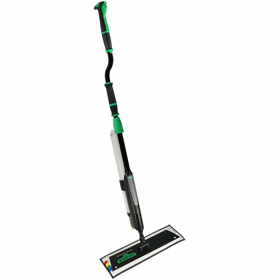 Unger Excella Floor Cleaning Straight Kit - MicroFiber Head - Non-slip, Lightweight - Black, Green, Gray - 1 Carton