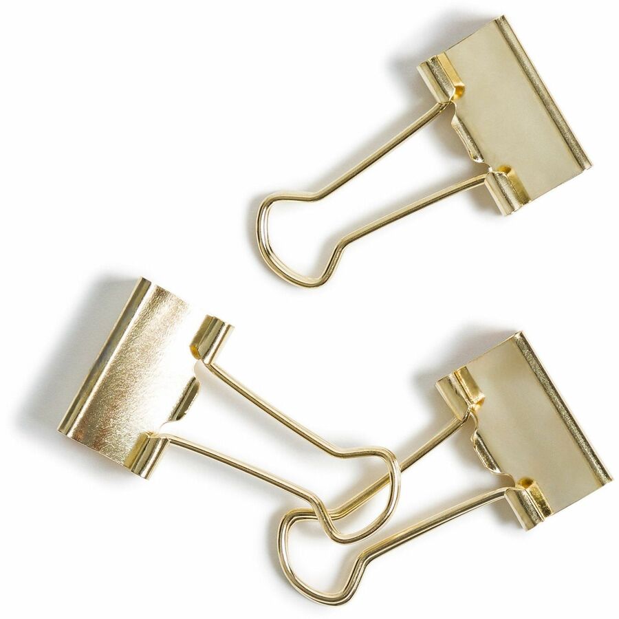 U Brands Binder Clip - Small - 75 Sheet Capacity - for Project, Home, Classroom, Office - Acid-free, Non-magnetic - Gold - Steel - 12 / Pack