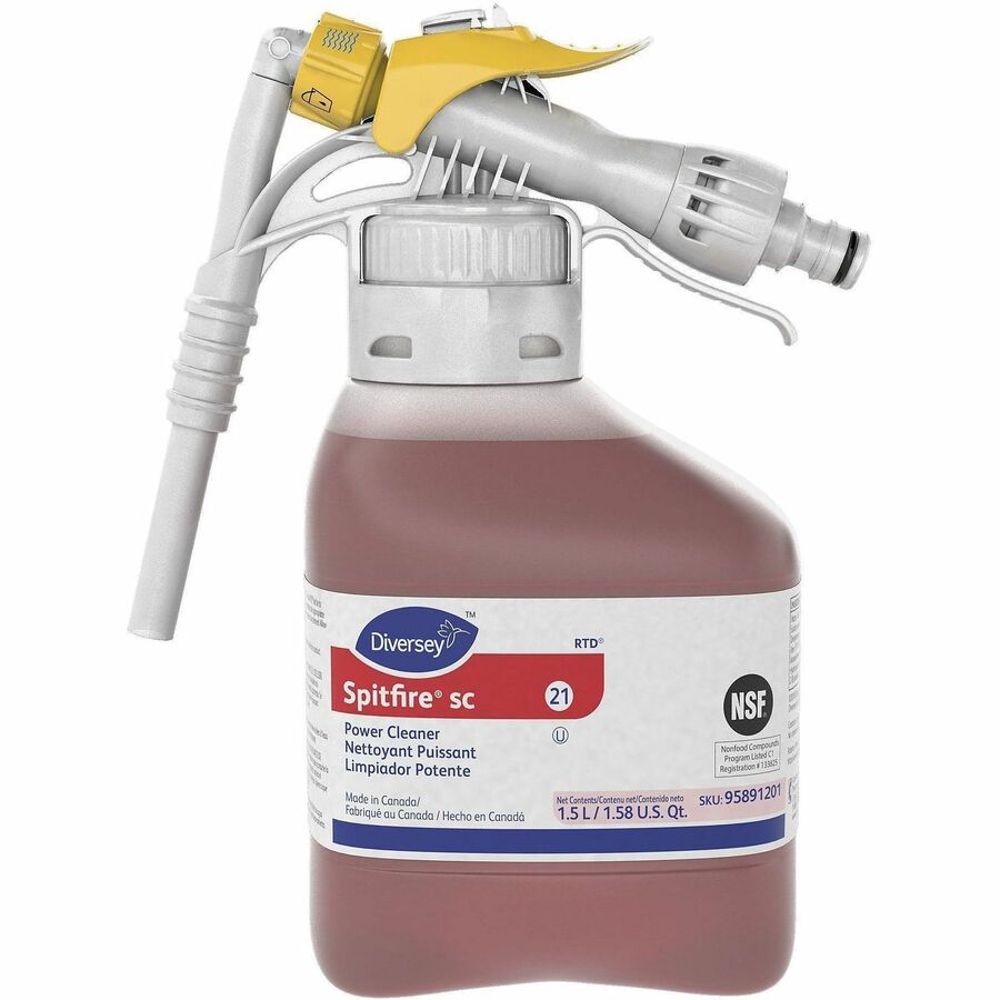 Diversey Spitfire SC Power Cleaner - For Hard Surface - Ready-To-Use/Concentrate - Spray, Liquid - 50.7 fl oz (1.6 quart) - 12.08 to 13.6 pH - Fresh Pine Scent - Recommended For: Grease Remover, Petroleum Remover, Tire Mark, Food Soil Remover, Dirt Rem...