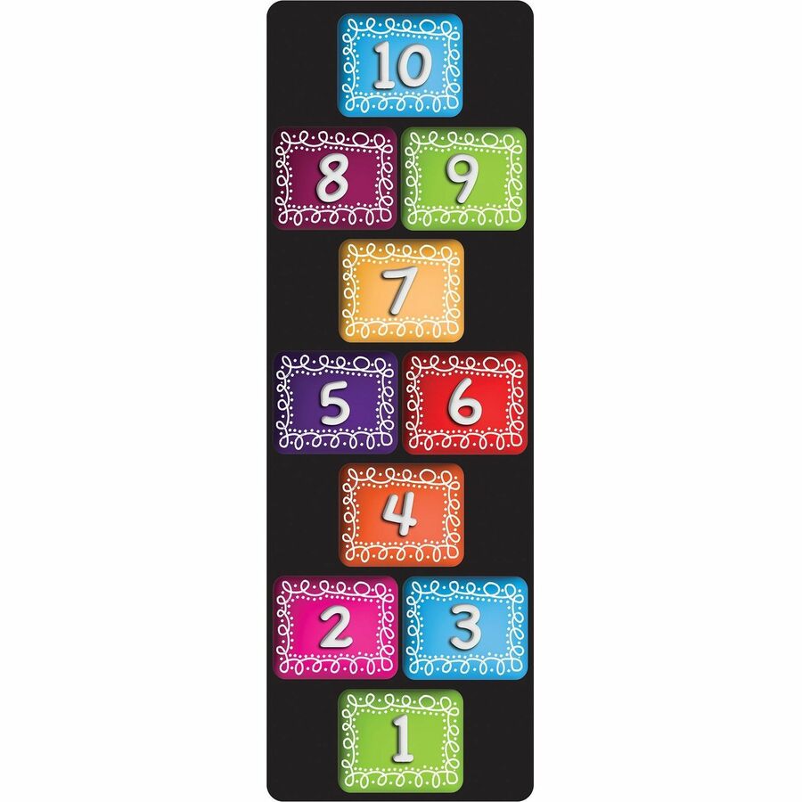 Ashley Smart Poly Original Fun Mat - Floor, Classroom - 47" Length x 15.50" Width - Numbered 1 to 10 - Multicolor - 1 Each