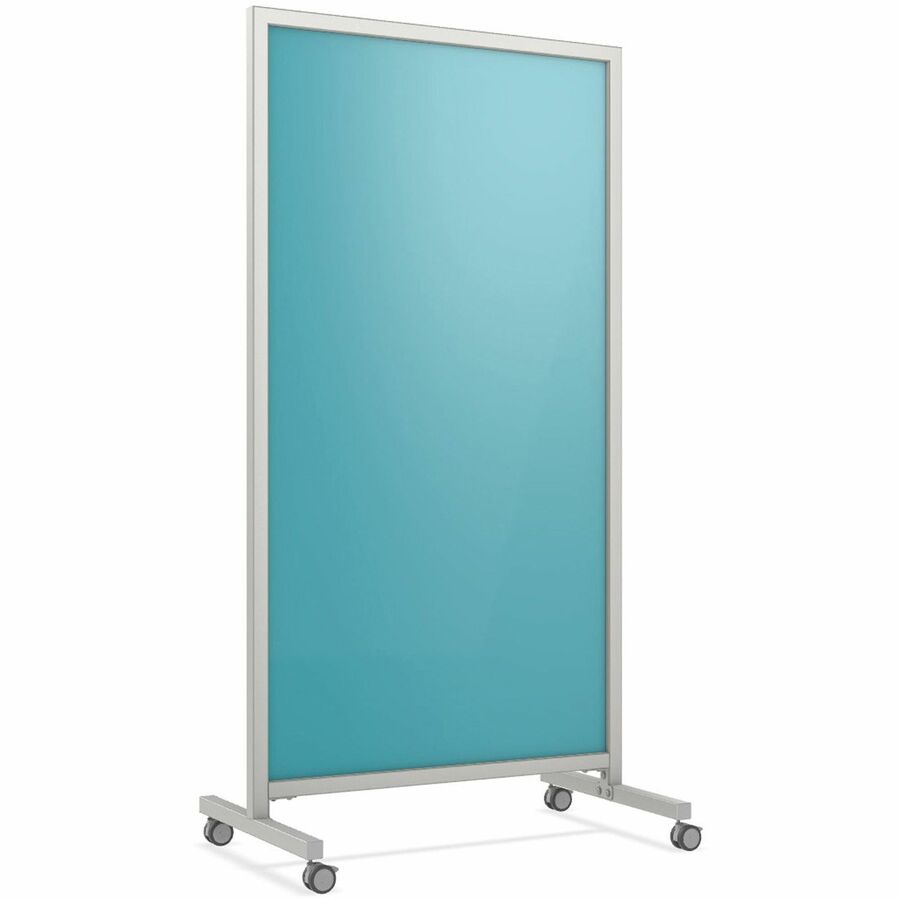 Ghent EZ Mobile Glassboard - 36" (3 ft) Width x 72" (6 ft) Height - Blue Glass Surface - Gray Aluminum, Silver Frame - Magnetic - Durable, Casters, Easy to Clean, Ghost Resistant, Stain Resistant, Heavy Duty, Locking Casters, Magnetic, Double-sided - A...