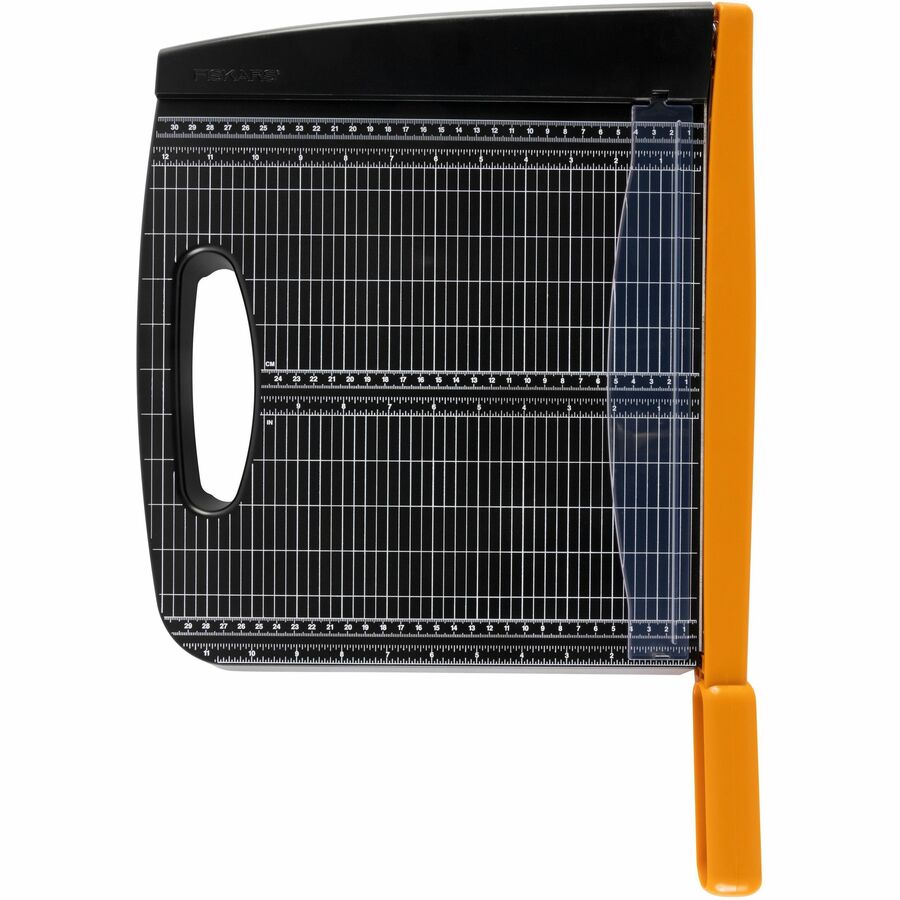 Fiskars Recycled Bypass Paper Trimmer - 15 Sheet Cutting Capacity - 12" Cutting Length - Self-sharpening, Ergonomic Handle, Comfortable Grip, Paper Clamp, Safety Lock, Built-in Carry Handle - Resin - Black - 1 Each