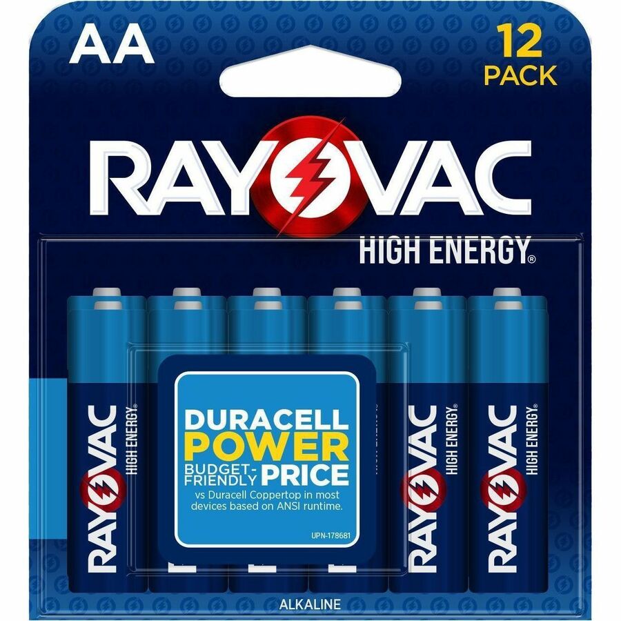 Rayovac Alkaline AA Batteries - For Flashlight, Toy, Mouse, Remote Control - AA - 25 Year Shelf Life - 12 / Pack