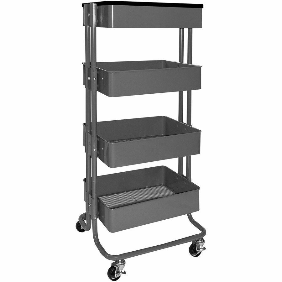 Vertiflex Multi-Use Storage Cart & Workstation - 4 Casters - Metal - 15.25" Width x 11.25" Depth x 39" Height - Gray - 1 Each