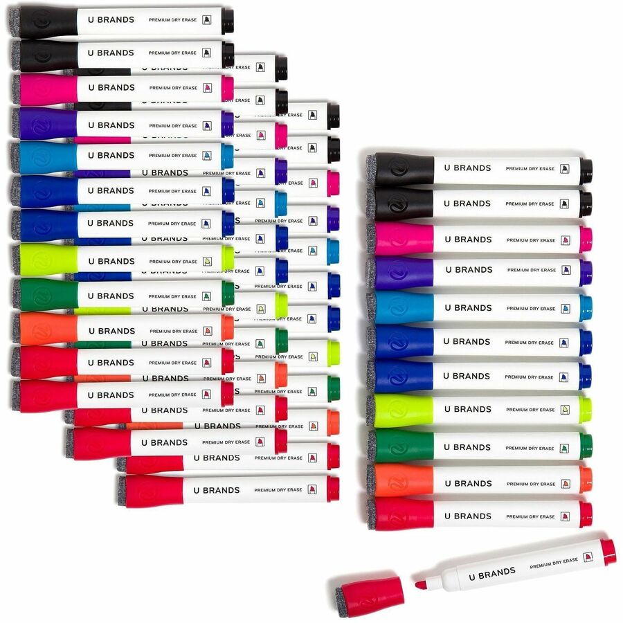 U Brands Dry Erase Marker - Assorted Ink - Dry - White Barrel - 48 / Pack