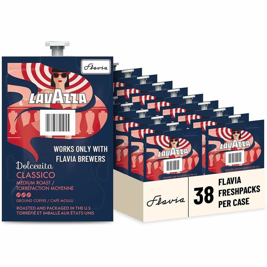 Flavia Freshpack Dolcevita Classico Medium Roast Coffee - Compatible with Flavia Aroma, Flavia Creation 300, FLAVIA Creation 600 - Hot Coffee - Medium - 0.3 oz - Freshpack - Classico, Arabica, Robusta - 38 / Carton