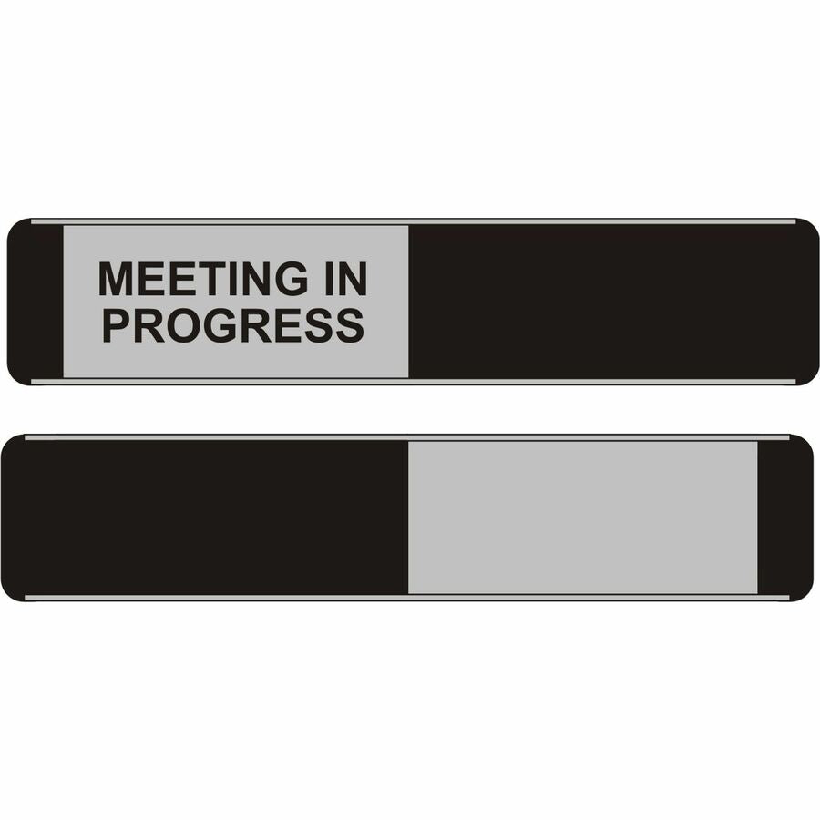 Seco Door Signs - Print/Message "Meeting In Progress" - 10" Width x 2" Height - Door-mountable - Self-adhesive - Display, Meeting, Room - Aluminum, Polyvinyl Chloride (PVC) - Multicolor - 1 Each