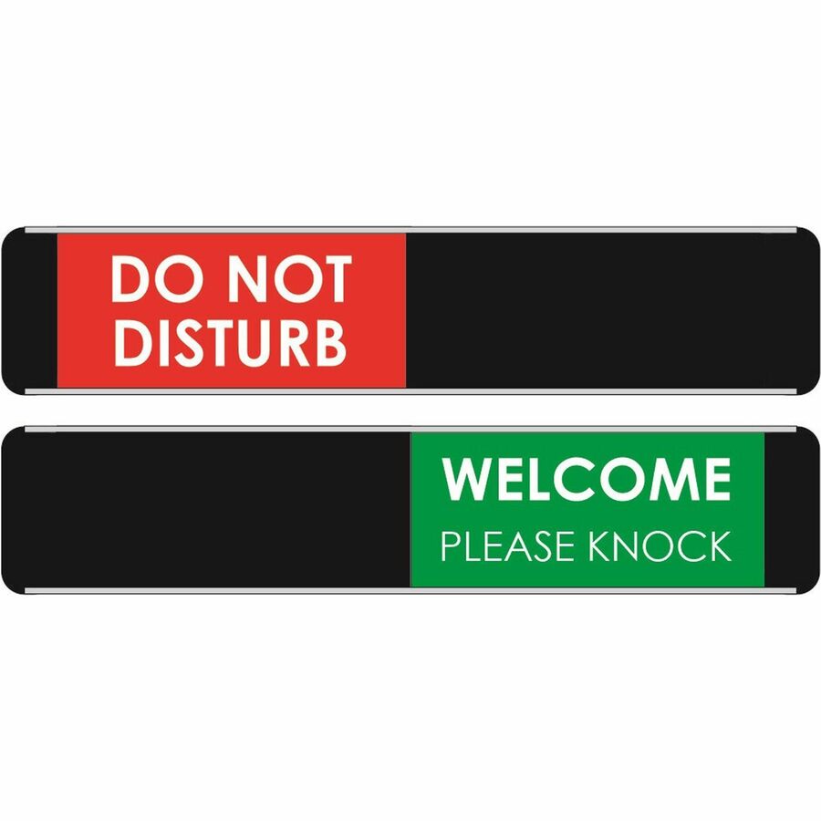 Seco Door Signs - Print/Message "Do Not Disturb" , "WELCOME PLEASE KNOCK" - 10" Width x 2" Height - Door-mountable - Self-adhesive - Display, Meeting, Room - Aluminum, Polyvinyl Chloride (PVC) - Multicolor - 1 Each