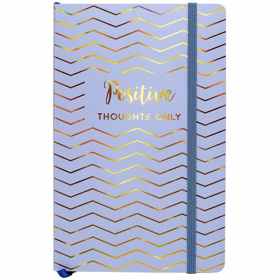 Pukka Pads Notebook - 1 Subject(s) - 96 Sheets - 192 Pages - 80 g/m², Grammage - A5 - 5 7/64" x 8 1/5" Sheet Size x 0.5" Width x 5.2" Length - Blue Vegan Leather, Gold Cover - Elastic Closure, Ghost Resistant, Bleed Resistant, Acid-free Paper - 3 /...