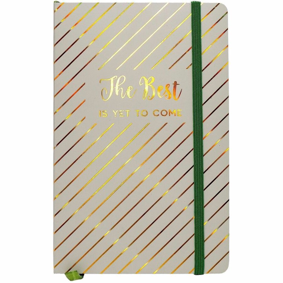 Pukka Pads Notebook - 1 Subject(s) - 96 Sheets - 192 Pages - 80 g/m², Grammage - A5 - 5 7/64" x 8 1/5" Sheet Size x 0.5" Width x 5.2" Length - Green Vegan Leather, Gold Cover - Elastic Closure, Ghost Resistant, Bleed Resistant, Acid-free Paper - 3...