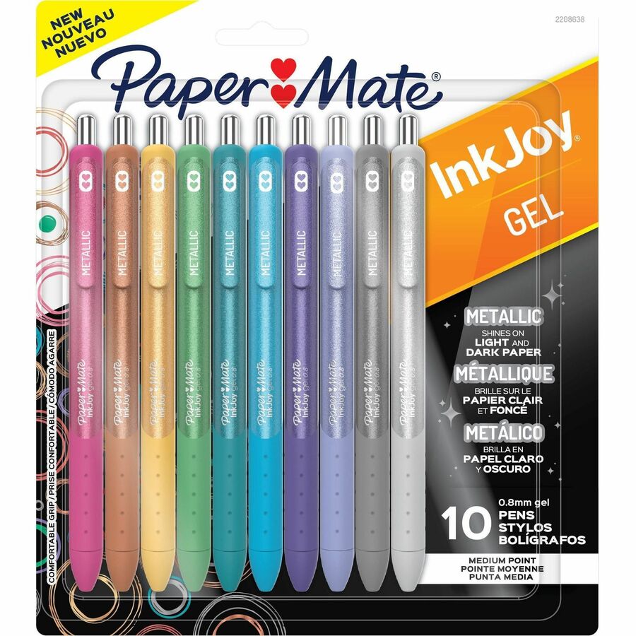 Paper Mate InkJoy Gel Pens - Assorted Ink - Gel-based - Assorted Barrel - 10 / Pack