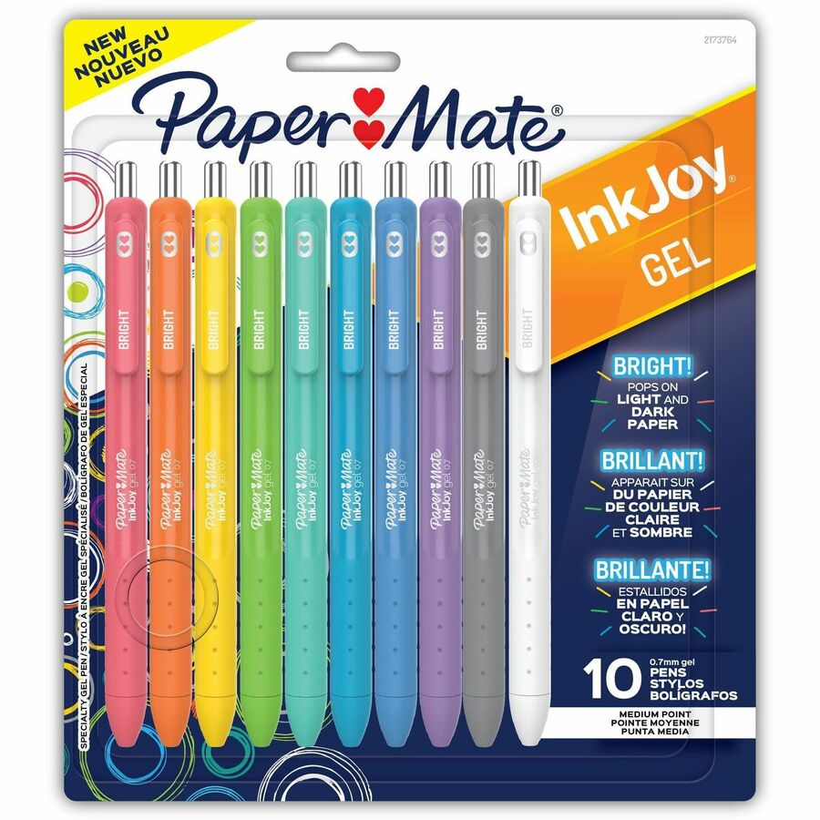 Paper Mate InkJoy Gel Pens - Assorted Ink - Gel-based - Assorted Barrel - 10 / Pack