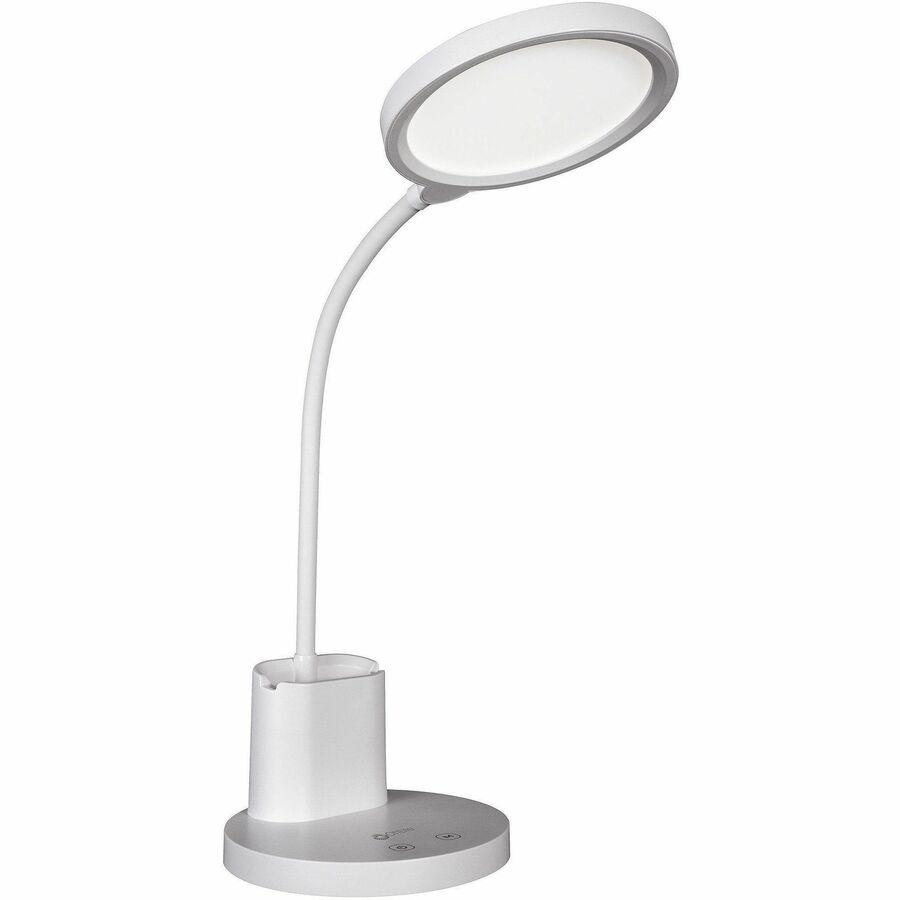 OttLite Rechargeable LED Lamp w/Phone Holder - LED Bulb - Rechargeable Battery, USB Charging, Flexible Neck, ClearSun LED, Adjustable Height, Adjustable Angle - Desk Mountable - White - for Desk, Dining Room, Craft Area, Work Area
