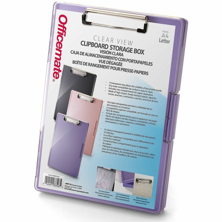 Officemate Clipboard Storage Boxes - Storage for Document, Paper - Plastic - Purple - 1 Each