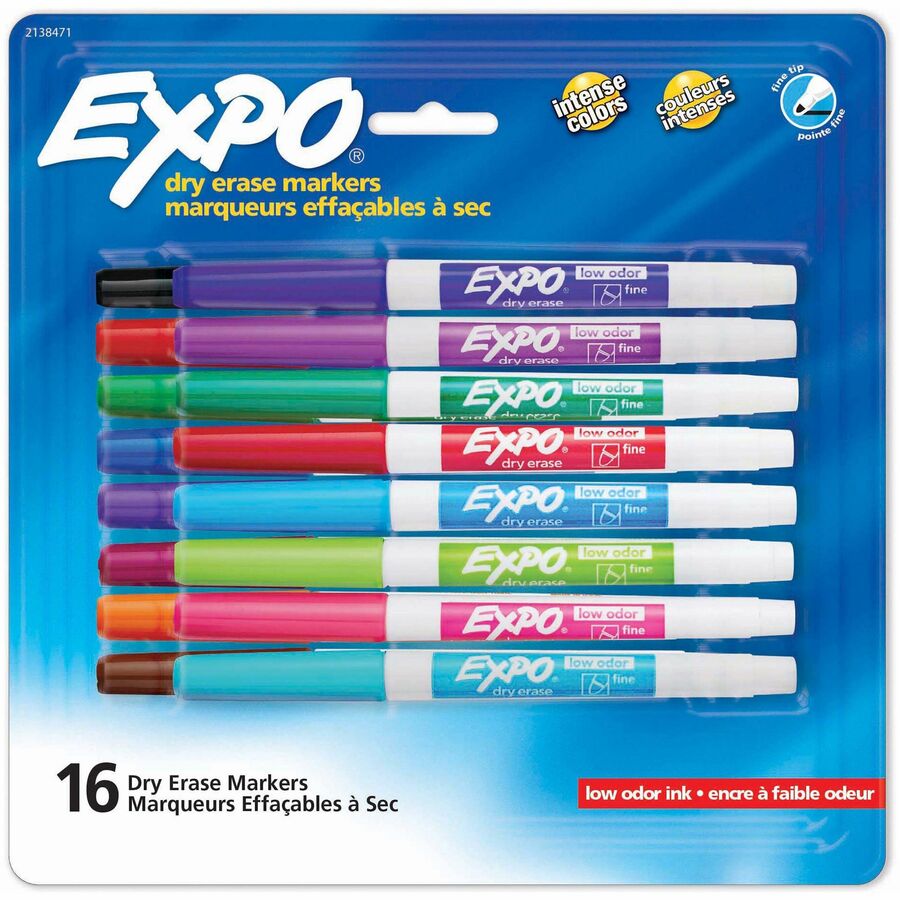 Expo Low-Odor Dry Erase Markers - Erasable - Assorted Ink/ - 16 / Pack
