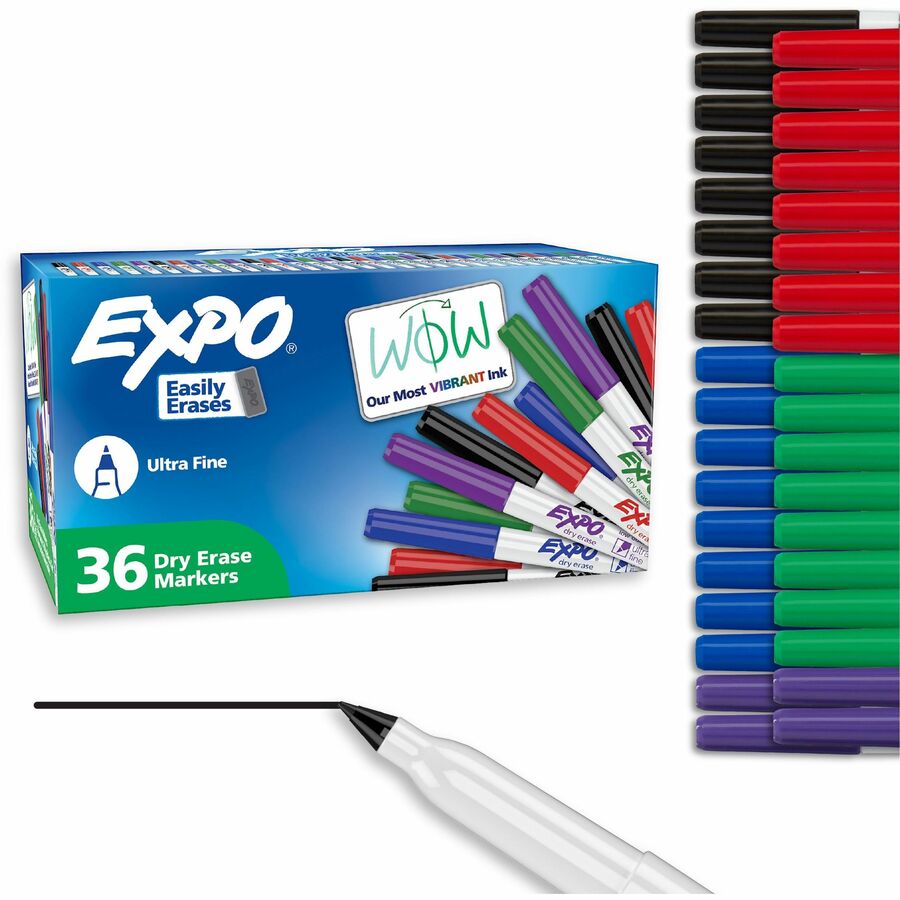 Expo Ultra Fine Tip Dry Erase Markers - Erasable - Assorted Ink/ - 36 / Pack