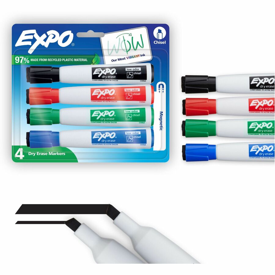 Expo Magnetic Dry-erase Marker - Erasable - Assorted Ink/ - 4 / Pack