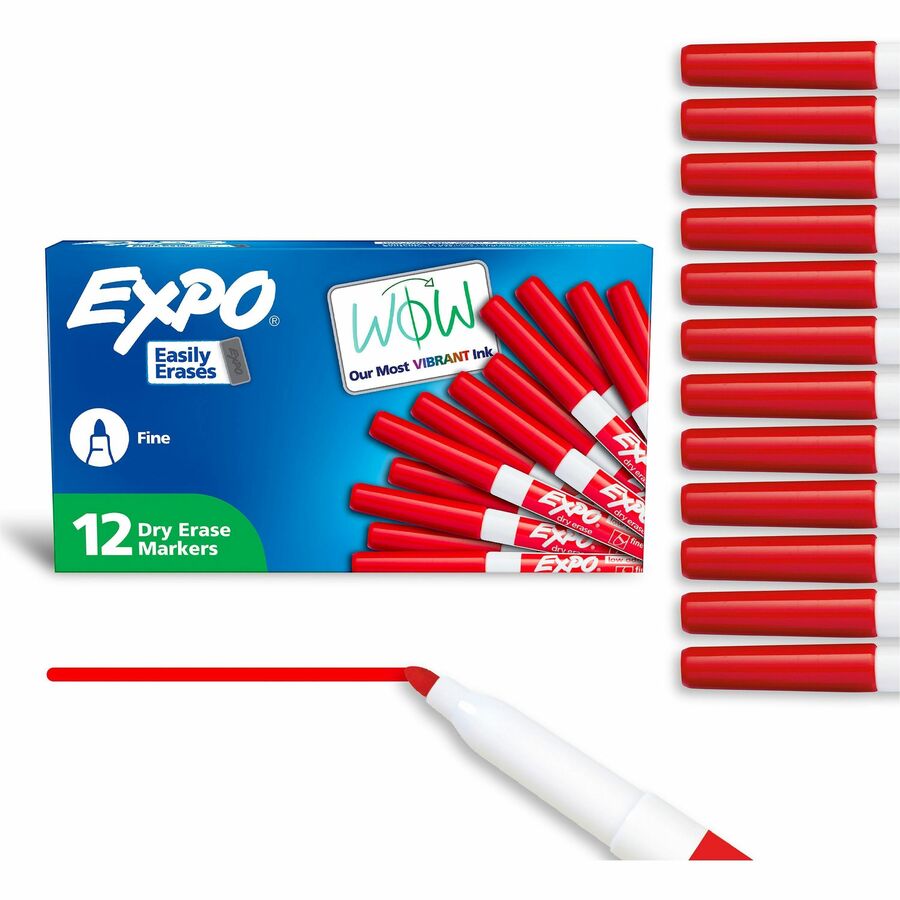 Expo Low-Odor Dry Erase Markers - Erasable - Red Ink - Dry - 12 / Dozen