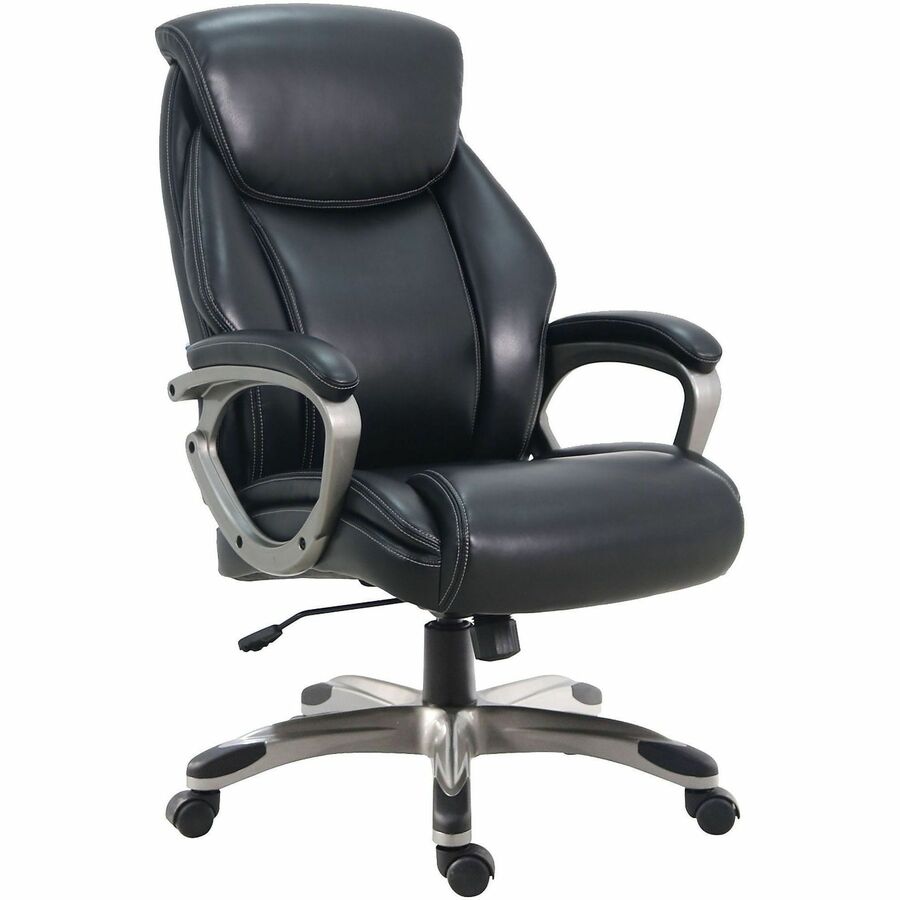 Lorell Kyros High-Back Executive Chair - Black Seat Color - Polyurethane Seat Material - Black Back Color - Polyurethane Back Material - High Back - Black - Armrest - 1 Each