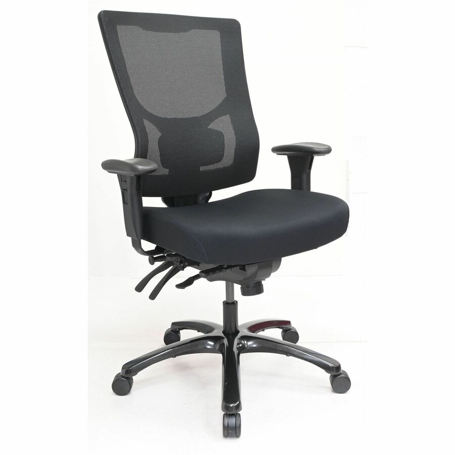 Lorell Big & Tall Mesh High-Back Chair - Polyurethane, Molded Foam, Fabric Seat Material - Mesh Back Material - High Back - Black - Armrest - 1 Each