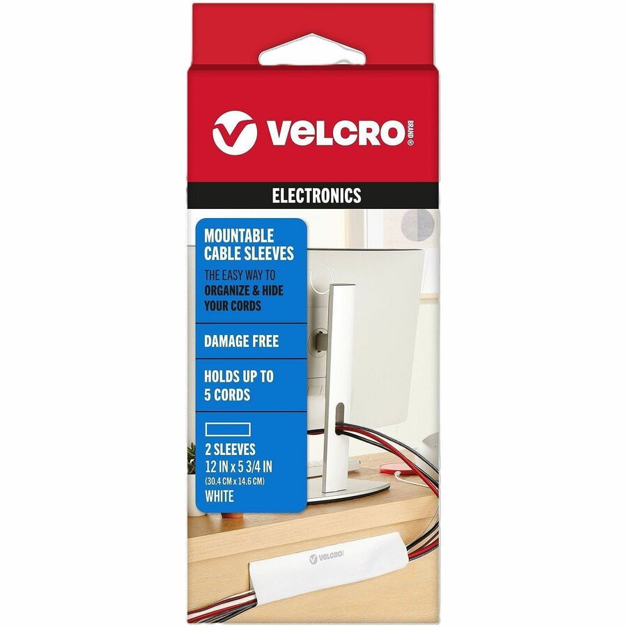 VELCRO®, Cable Organizer - Cable Sleeve - White - 2 / Pack