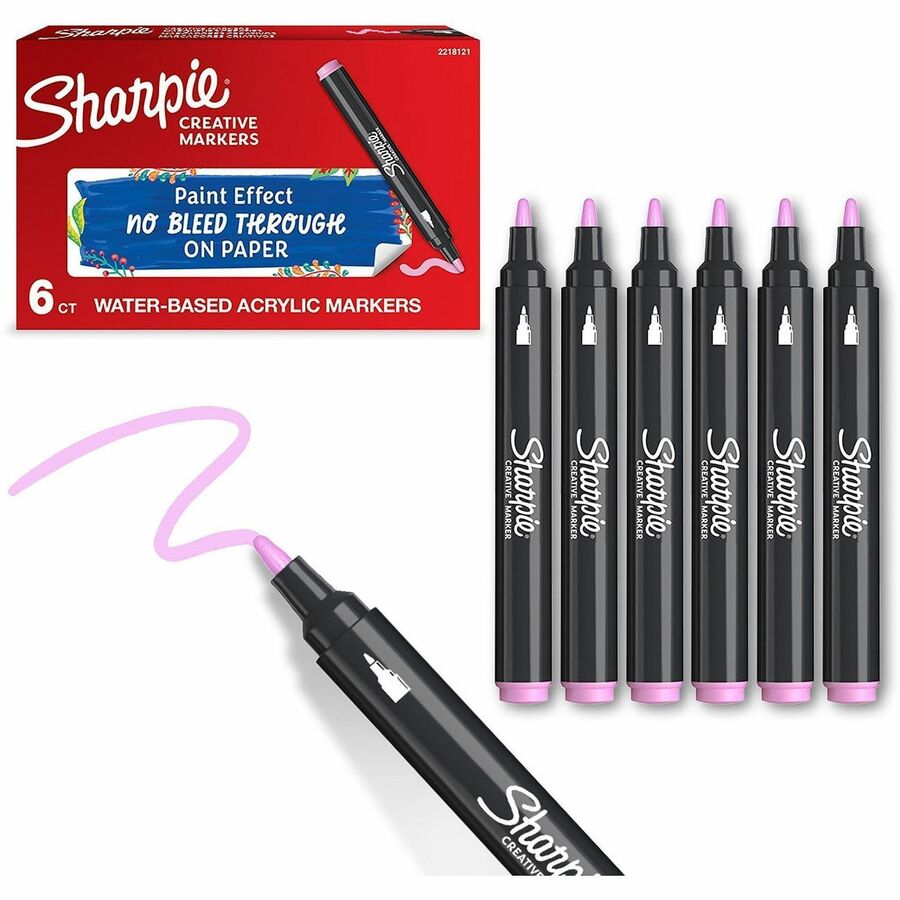 Sharpie Creative Markers - Pink Ink - Water Based, Acrylic Based - 6 / Box