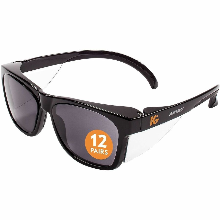 Ansell Health V30 Maverick Safety Glasses - Recommended for: Outdoor - Universal - Eye, UVA, UVB, UVC, Fog, Flying Particle Protection - Polycarbonate - Smoke Lens - Black Frame - Durable, Lightweight, Comfortable, Anti-fog, Side Shield, Anti-scratch...