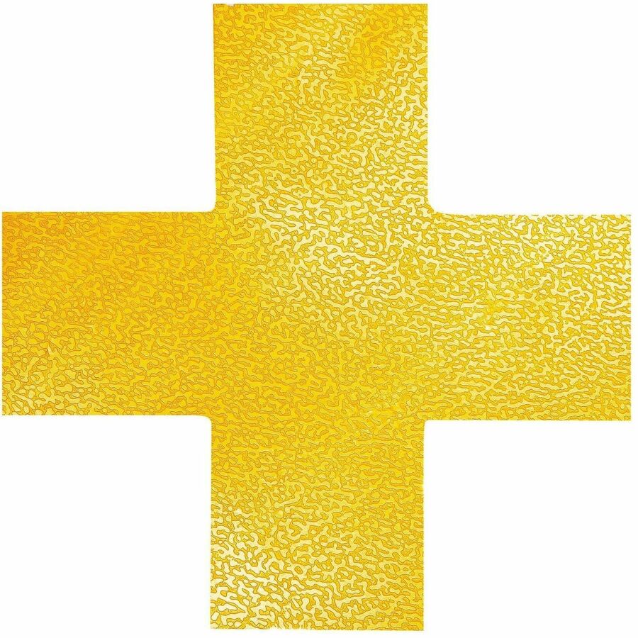 DURABLE Floor Marking Shape: Cross - 10 PK - 3.9" Width x 5.9" Depth - Cross Shape - Abrasion Resistant, Permanent Adhesive, Slip Resistant, Easy Installation, Self-adhesive, Durable - Safety, Indoor, Driving Area, Walking Area - Plastic - Yellow - 10...