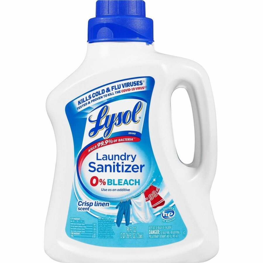 Lysol Linen Laundry Sanitizer - For Multipurpose - 90 fl oz (2.8 quart) - Crisp Linen Scent - Bleach-free - Blue - 4 / Carton