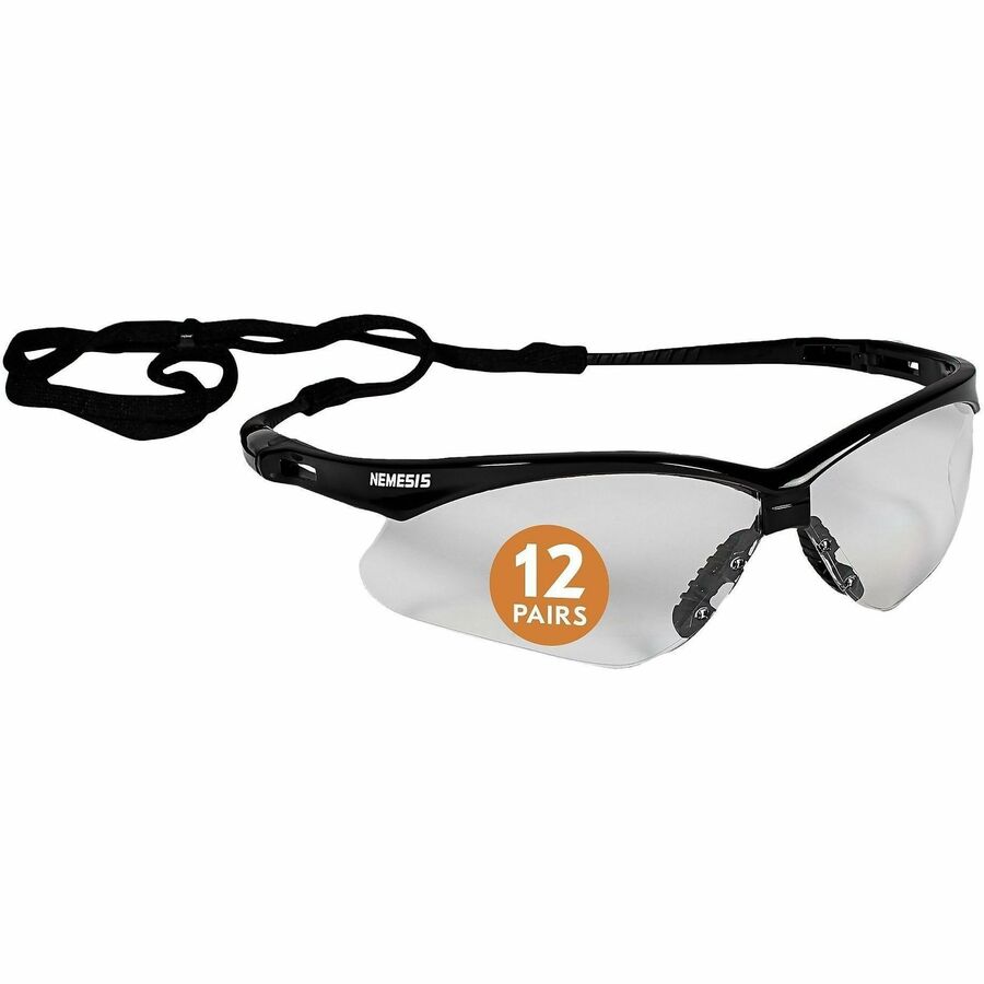 Ansell Health Nemesis Safety Glasses - Recommended for: Workplace, Home, Construction, Manufacturing, Shooting - Eye, UVA, UVB, UVC, Ultraviolet Protection - Polycarbonate - Clear Lens - Black Frame - Durable, Lightweight, Wraparound Frame, Sweat Resis...
