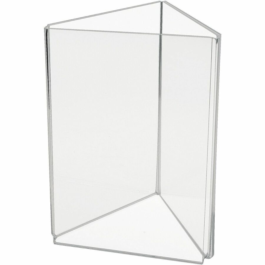 Deflecto 3-Sided Sign/Menu Holder - Support 4" x 6" Media - Plastic, Polystyrene - Clear - 1 Each