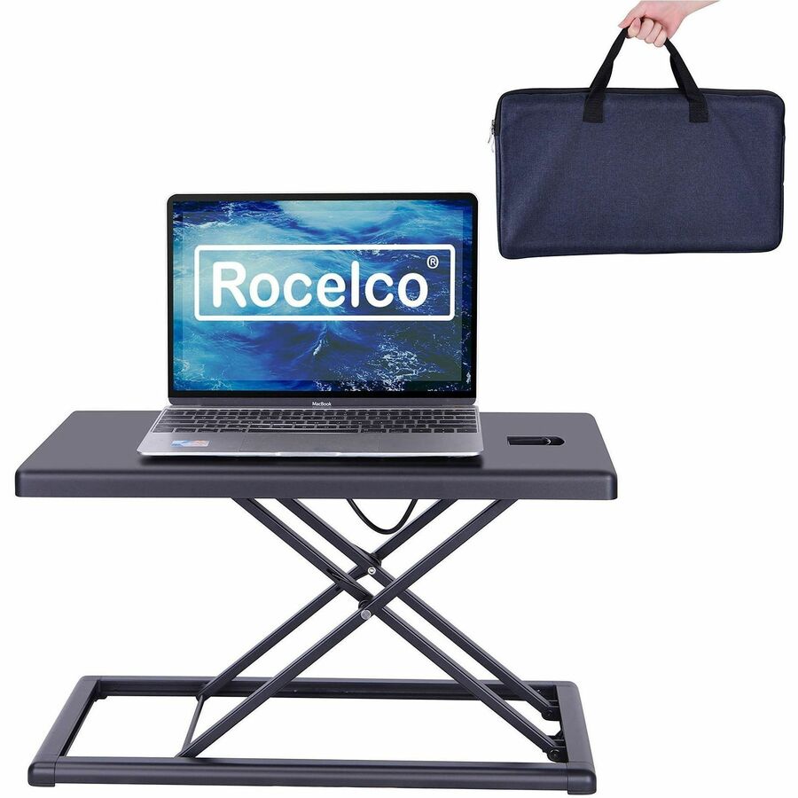 Rocelco Compact & Portable Desk Riser - 11 lb Load Capacity - 15" Height x 10" Width x 19" Depth - Desk - Black - For Notebook, Mouse, Keyboard, Travel, Hotel, Dorm Room, Boardroom, Presentation - Compact, Portable, Sit-stand, Ergonomic, Lightweight, F...