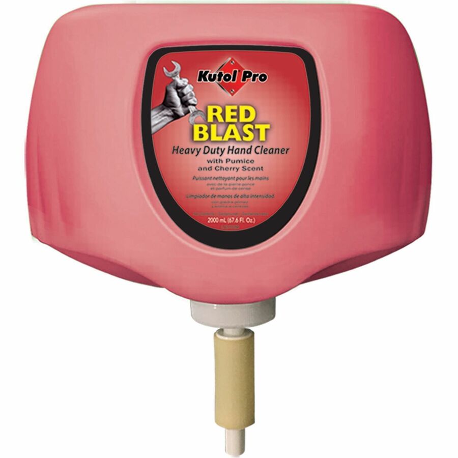 Kutol RedBlast Indust. Hand Soap with Pumice - Cherry Scent - 2.11 quart - Soil Remover, Paint Remover, Ink Remover, Oil Remover, Grease Remover, Tar Remover, Dirt Remover, Cutting Fluid Remover - Hand, Industrial - Moisturizing - Red - Heavy Duty - 4...