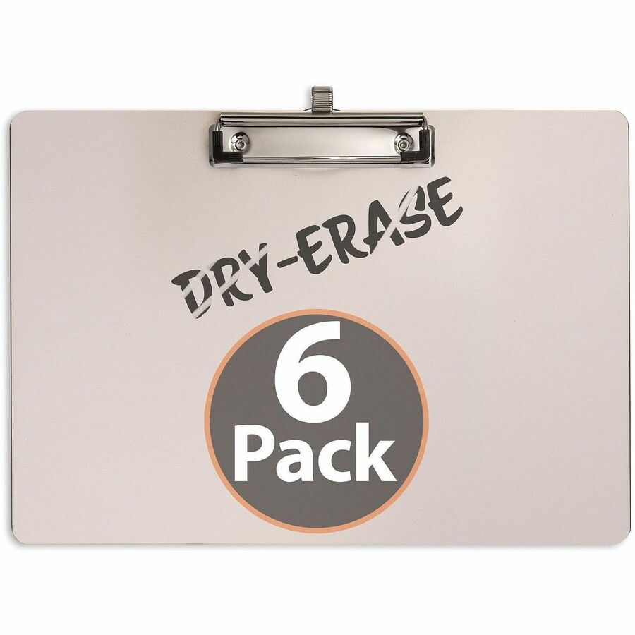 Officemate Reusable Dry-Erase Whiteboard Clipboards - Storage for 70 Sheet - 9" x 12 1/2" Sheet Size - White - 6 / Carton