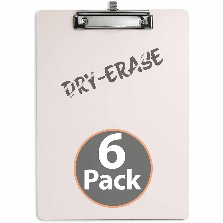 Officemate Reusable Dry-Erase Whiteboard Clipboards - Storage for 70 Sheet - 9" x 12 1/2" Sheet Size - White - 6 / Carton