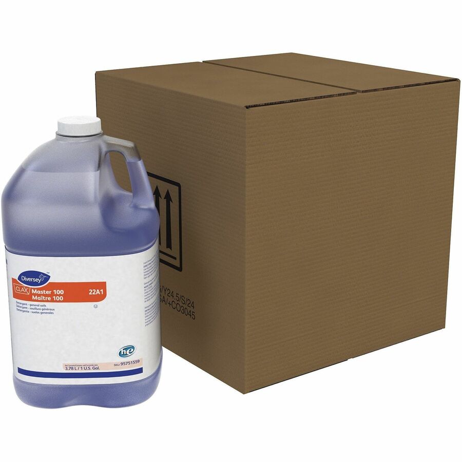 Diversey Care Clax Master 100 Laundry Detergent - For Fabric, Industry, Home, Institutional, Commercial - Concentrate - Liquid - 125.1 fl oz (3.9 quart) - 7 pH - Kosher, Odorless, Heavy Duty, Phosphate-free - Blue - 4 / Carton