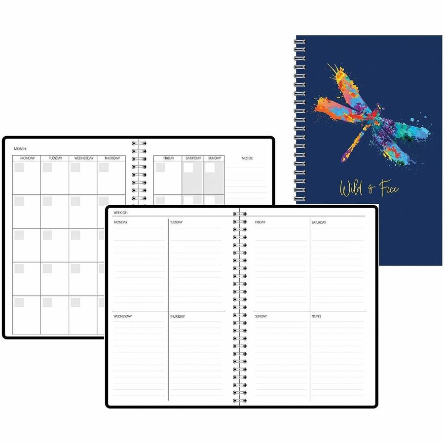 House of Doolittle Recycled Non-Dated Wild and Free Planner - Undated - 1 Month, 1 Week Double Page Layout - 7" x 11" Sheet Size - Wire Bound - Multi - Paper - Synthetic Paper Cover - 1 Each