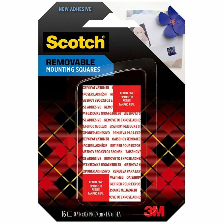 Scotch Removable Double-Sided Mounting Squares - 1" Length x 1" Width - White - Acrylic Adhesive - For Mount Picture/Poster, Mounting Decoration, Mounting Artwork - 1 Pack