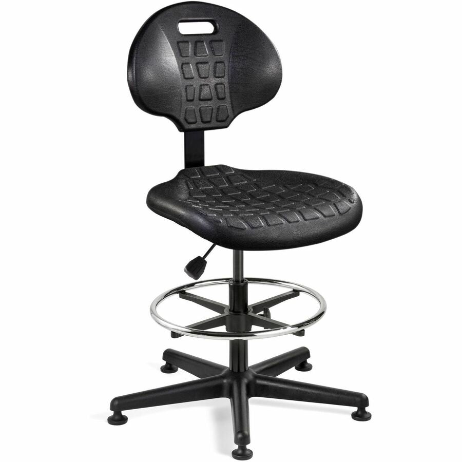 BEVCO Everlast Series Chair - Polyurethane Seat Material - High Back - 5-star Base - Black - 1 Each