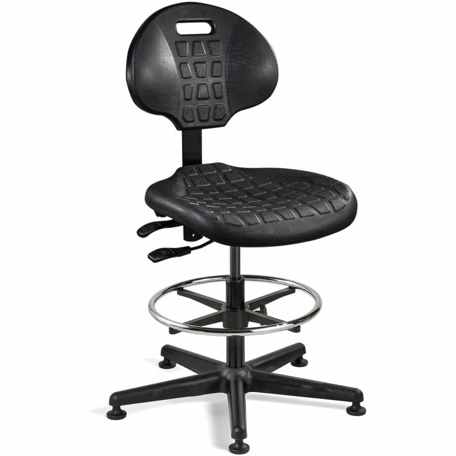 BEVCO Everlast Series Chair - Polyurethane Seat Material - High Back - 5-star Base - Black - 1 Each