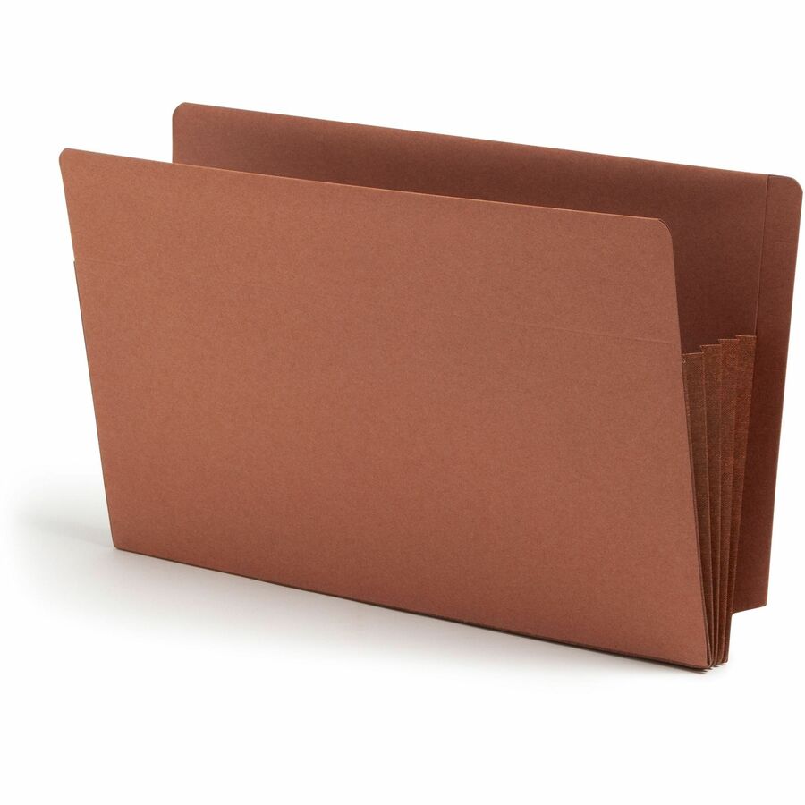 Smead TUFF Straight Tab Cut Legal File Pocket - 8 1/2" x 14" - 3 1/2" Expansion - 16.5 pt. - 2 Plys - Redrope - Rip Resistant, Tear Resistant, Reinforced Tab, Heavyweight Cover - 30% Recycled - 10 / Box
