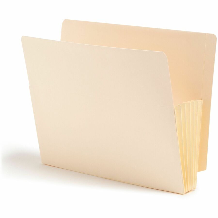 Smead Straight Tab Cut Letter File Pocket - 8 1/2" x 11" - 5 1/4" Expansion - 2 Plys - Manila Paper - Manila - Tear Resistant - 10% Recycled - 10 / Box