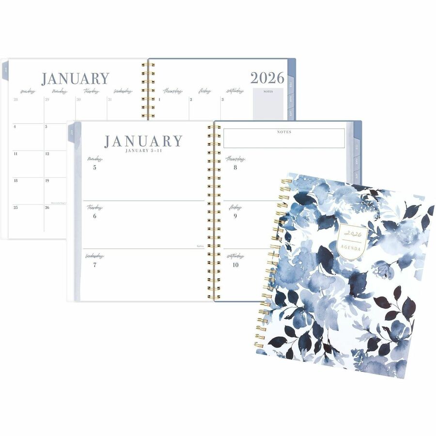 Cambridge Leah Bisch Weekly Monthly Planner - Weekly, Monthly - 12 Month - January 2027 to December 2027 - Letter - 8 1/2" x 11" Sheet Size - Twin Wire - Ciara Floral - Poly Cover - 1 Each