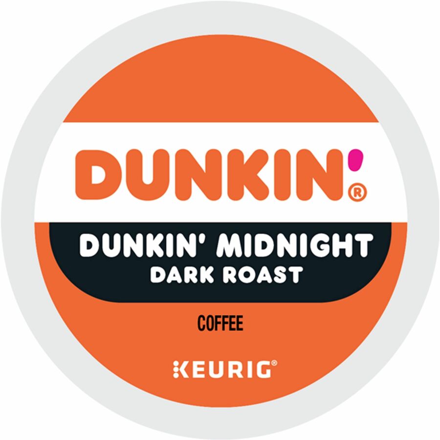 Dunkin'®, K-Cup Midnight Coffee - Compatible with Keurig Brewer - Dark - 0.3 oz Per Box - 22 K-Cup - K-Cup - Dunkin' Midnight - Kosher - 4 / Carton