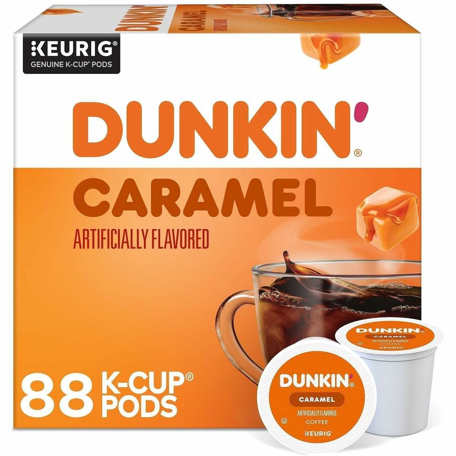 Dunkin'®, K-Cup Caramel Me Crazy Coffee - Compatible with Keurig Brewer - Medium - 0.3 oz Per Box - 22 K-Cup - K-Cup - Caramel Me Crazy - Kosher - 4 / Carton