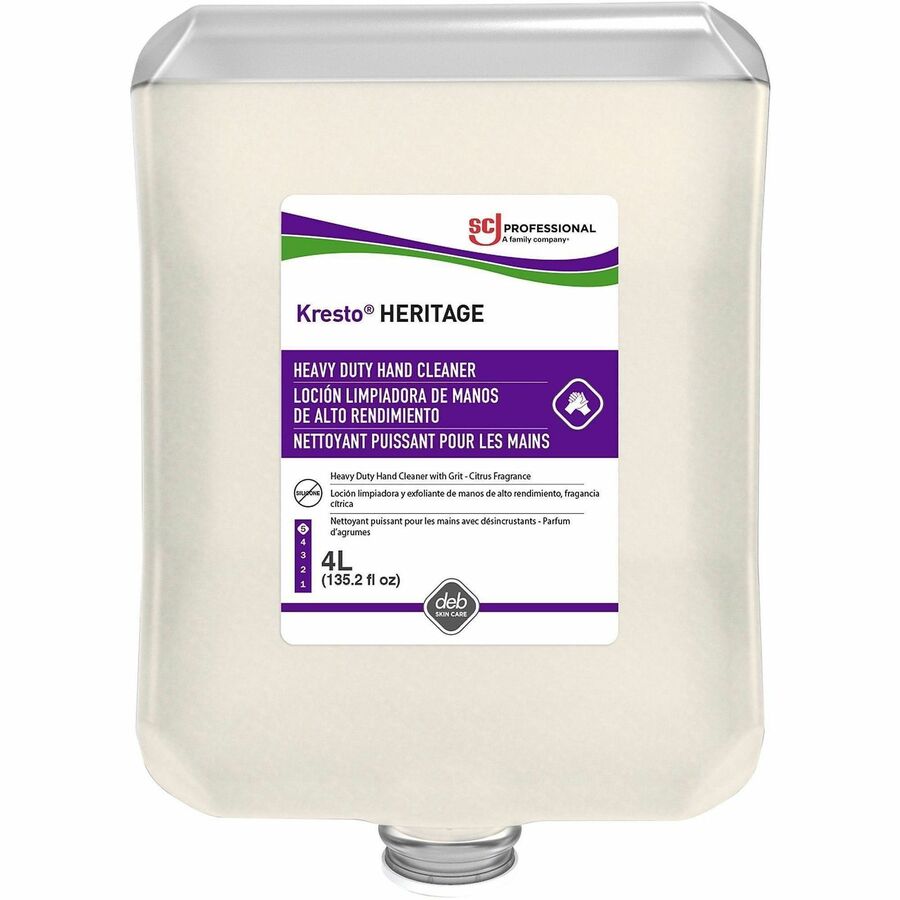 Kresto Super Heavy Duty Hand Cleanser - Citrus Scent - 1.06 gal - Cartridge Dispenser - Soil Remover, Oil Remover, Grease Remover, Tar Remover, Paint Remover, Grime Remover - Hand, Skin, Industrial, Automotive - Off White - Heavy Duty, Non-abrasive, pH...