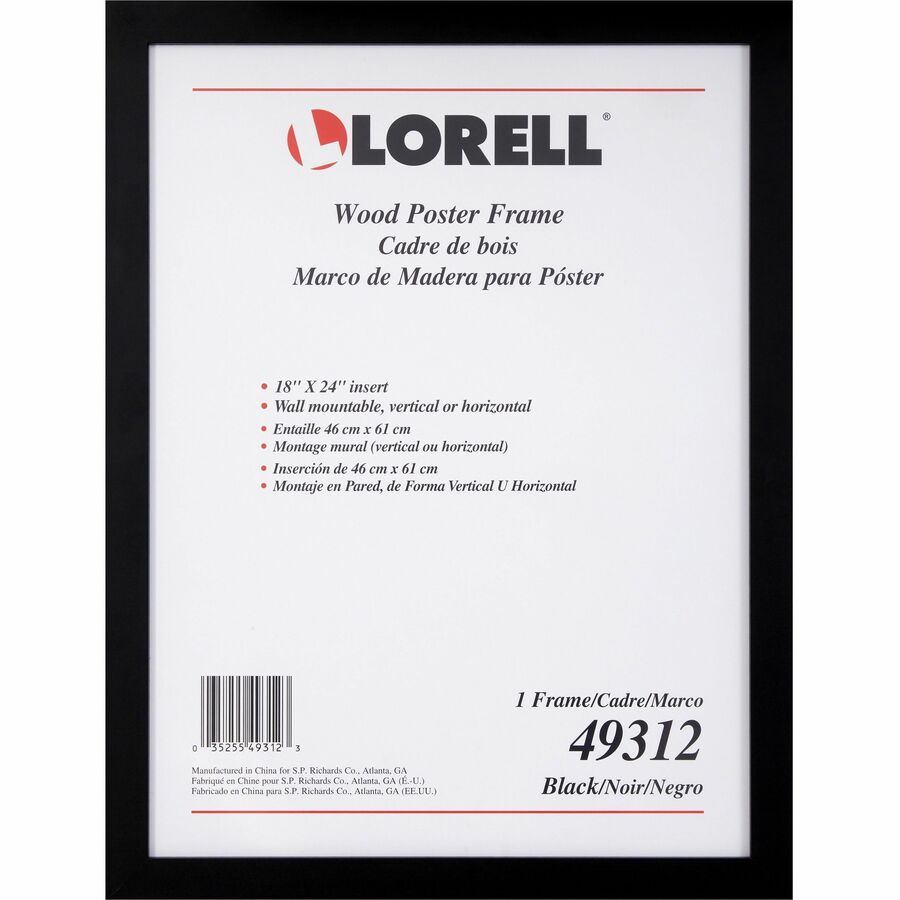 Lorell Wide Frame - 18" Frame Size - Rectangle - Horizontal, Vertical - Wood - Black - 8 / Carton