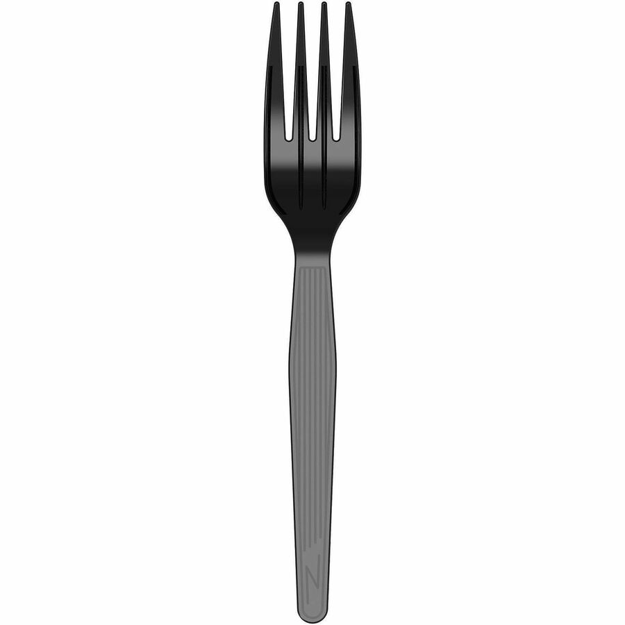 Dixie Foods Medium-Weight Disposable Cutlery - 1000 Piece(s) - Fork - Fork - Food - Disposable - Polystyrene - Black - 1000 / Carton