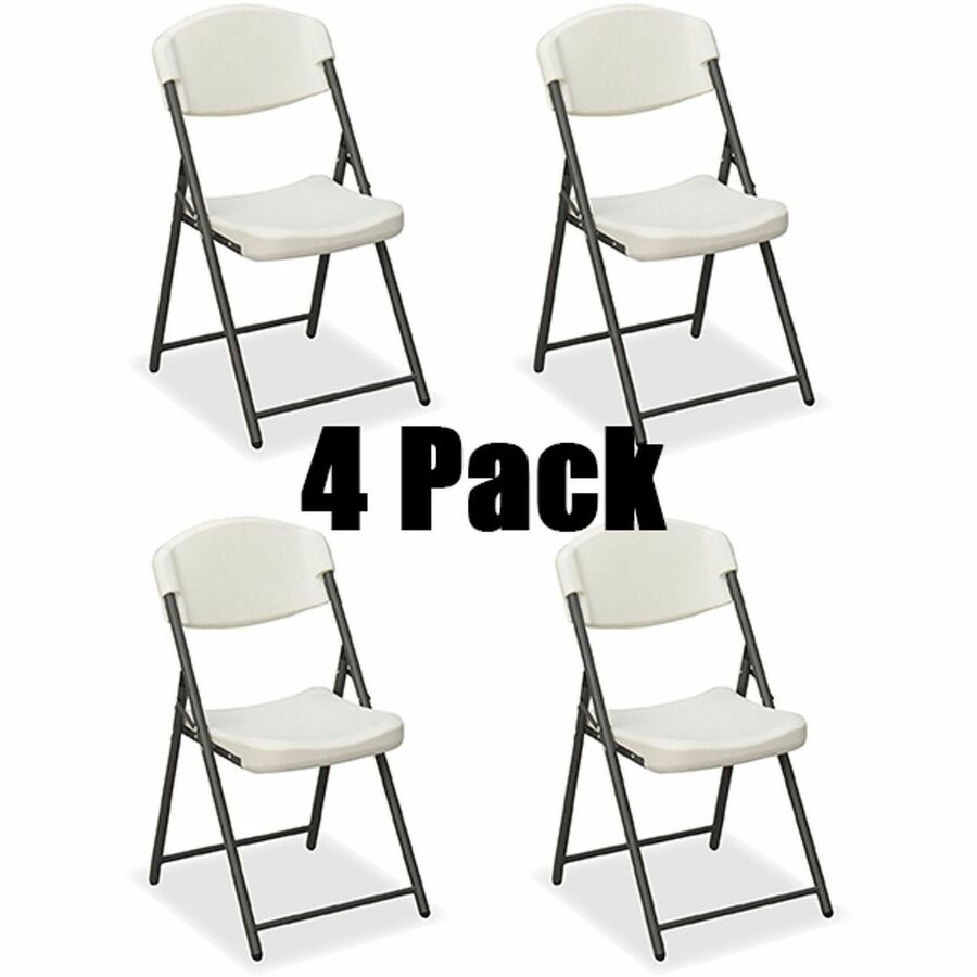 Iceberg Rough-N-Ready Blow-Molded Folding Chairs - High-density Polyethylene (HDPE) Seat Material - High-density Polyethylene (HDPE) Back Material - Powder Coated Steel Frame Material - Four-legged Base - Platinum Granite - Plastic - 4 / Carton